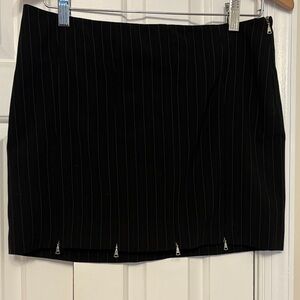 John Richmond - Made in Italy Black Pinstripe Mini Skirt with zippers